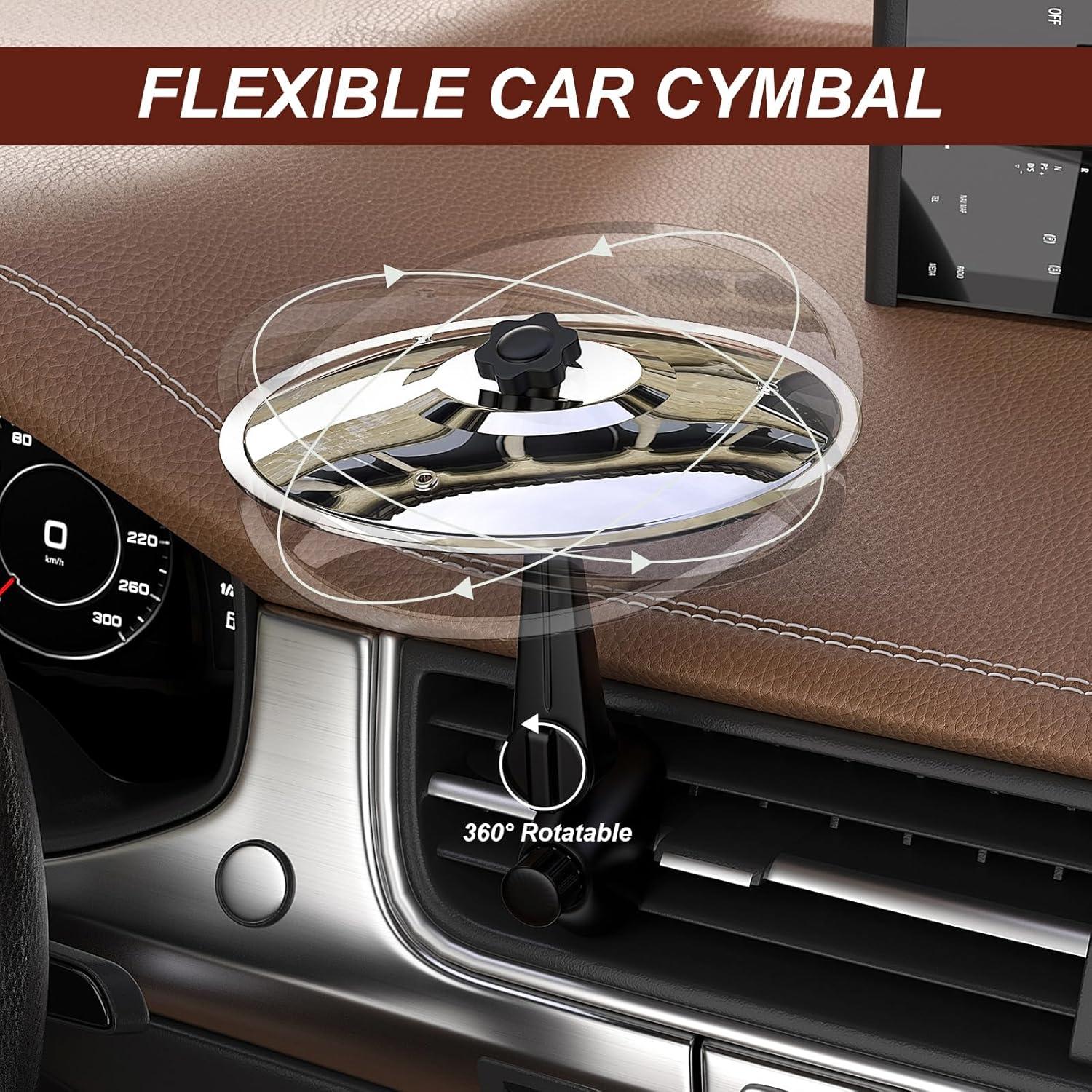 image2 Pack Car Cymbal Drum Air Vent Mini Metal Drum Crash Cymbal for Car Dashboard Funny Musical Instruments Gadget for Drummer Music Lovers Gift