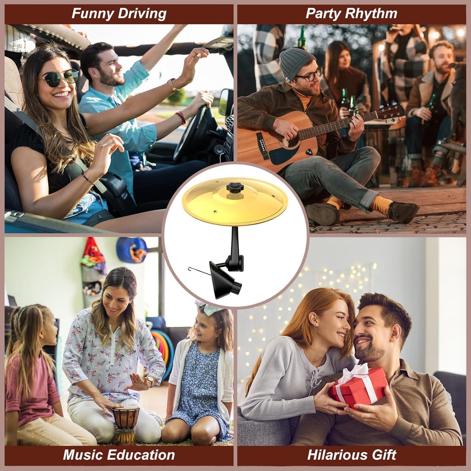 image2 Pack Car Cymbal Drum Air Vent Mini Metal Drum Crash Cymbal for Car Dashboard Funny Musical Instruments Gadget for Drummer Music Lovers Gift