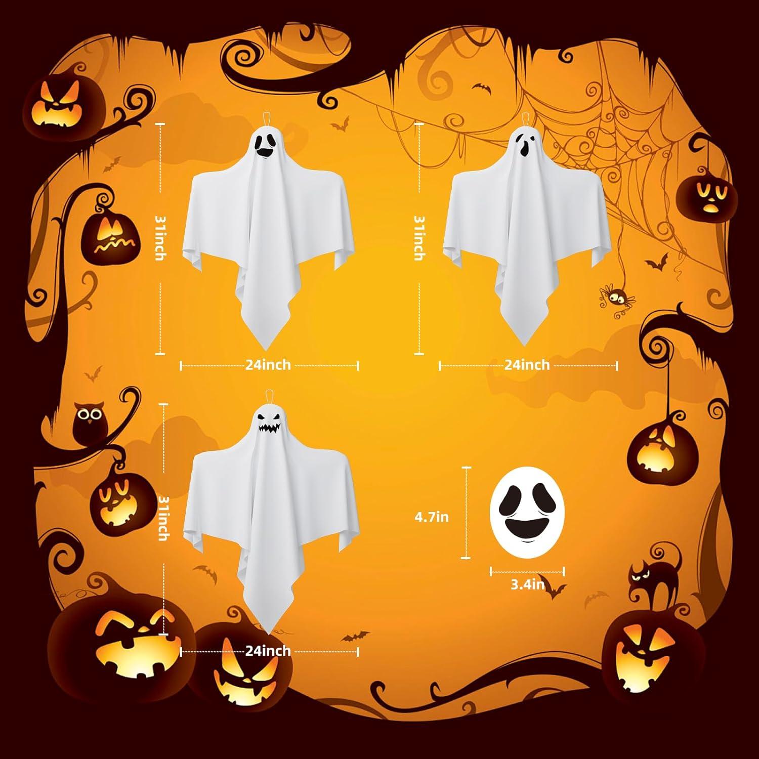 image31 Inch Halloween Hanging Ghosts Decoration Outdoor Indoor Cute Flying White Ghost Decor for Home Halloween Party Porch Yard Garden Spooky Stuff Props 4 PCS Ghost4 Ghost
