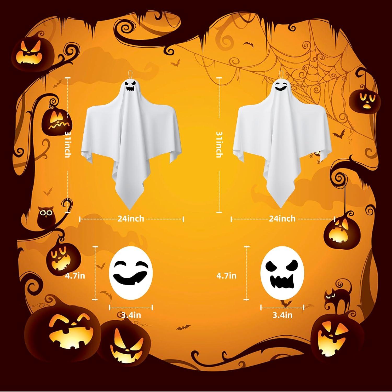 image31 Inch Halloween Hanging Ghosts Decoration Outdoor Indoor Cute Flying White Ghost Decor for Home Halloween Party Porch Yard Garden Spooky Stuff Props 4 PCS Ghost2 Ghost
