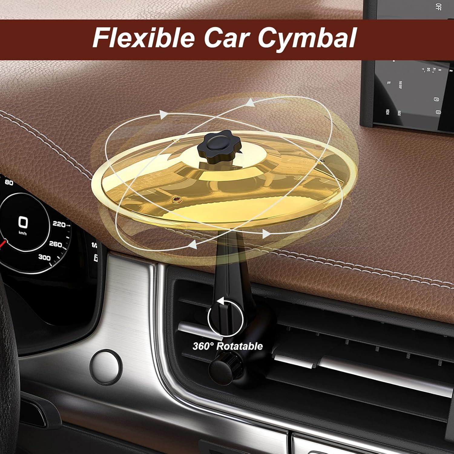 imageCar Cymbal Drum Air Vent Mini Metal Drum Crash Cymbal for Car Dashboard Funny Musical Instruments Gadget for Drummer Music Lovers Gift Sliver1 PC Golden