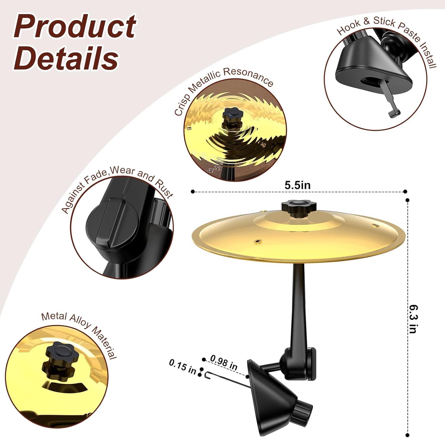 imageCar Cymbal Drum Air Vent Mini Metal Drum Crash Cymbal for Car Dashboard Funny Musical Instruments Gadget for Drummer Music Lovers Gift Sliver1 PC Golden