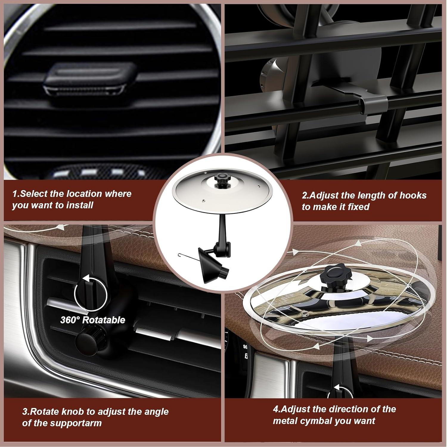 imageCar Cymbal Drum Air Vent Mini Metal Drum Crash Cymbal for Car Dashboard Funny Musical Instruments Gadget for Drummer Music Lovers Gift Sliver1 PC Sliver