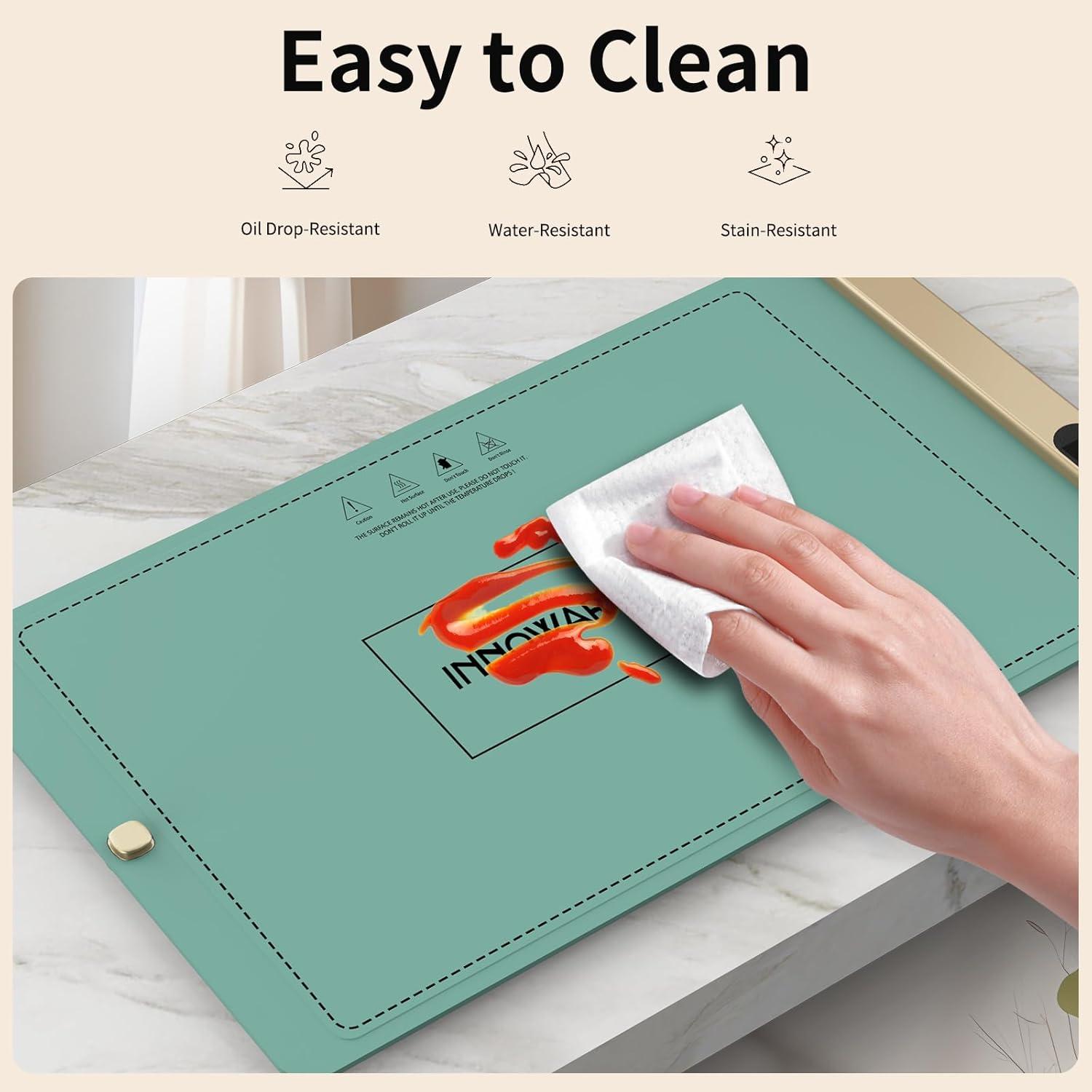 imageFood Warming Mat Electric Silicone Heating Tray for Food 500W Full Surface Graphene Heating Adjustable Temperature ampamp Timer Portable Food Warmer for Parties Travel Home BuffetsBlue
