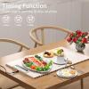 imageElectric Food Warming Mat Silicone Food Warmer for Parties Buffet Portable Fast Heating Pads for Food Pizza Coffee Tea Heater Meat Defrosting Tray Adjustable Temperature BlueWhite