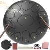 imageRain Drum for Outside Garden 6 Inches 8 Notes Steel Tongue Chakra Drums Waterproof Echo Rain Chime Meditation Drums Musical Instruments for Adult Gift with Bag Music Book Drum Mallets BlackBlack