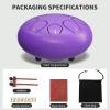 imageRain Drum for Outside Garden 6 Inches 8 Notes Steel Tongue Chakra Drums Waterproof Echo Rain Chime Meditation Drums Musical Instruments for Adult Gift with Bag Music Book Drum Mallets BlackPurple