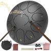 imageRain Drum for Outside Garden 6 Inches 8 Notes Steel Tongue Chakra Drums Waterproof Echo Rain Chime Meditation Drums Musical Instruments for Adult Gift with Bag Music Book Drum Mallets BlackBlack
