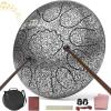 imageRain Drum for Outside Garden 6 Inches 8 Notes Steel Tongue Chakra Drums Waterproof Echo Rain Chime Meditation Drums Musical Instruments for Adult Gift with Bag Music Book Drum Mallets BlackStar Sliver