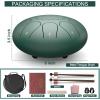 imageRain Drum for Outside Garden 6 Inches 8 Notes Steel Tongue Chakra Drums Waterproof Echo Rain Chime Meditation Drums Musical Instruments for Adult Gift with Bag Music Book Drum Mallets Blackgreen