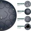 imageRain Drum for Outside Garden 6 Inches 8 Notes Steel Tongue Chakra Drums Waterproof Echo Rain Chime Meditation Drums Musical Instruments for Adult Gift with Bag Music Book Drum Mallets BlackNavy Blue