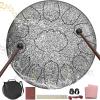 imageRain Drum for Outside Garden 6 Inches 8 Notes Steel Tongue Chakra Drums Waterproof Echo Rain Chime Meditation Drums Musical Instruments for Adult Gift with Bag Music Book Drum Mallets BlackStar Sliver