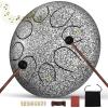 imageRain Drum for Outside Garden 6 Inches 8 Notes Steel Tongue Chakra Drums Waterproof Echo Rain Chime Meditation Drums Musical Instruments for Adult Gift with Bag Music Book Drum Mallets BlackStar Sliver