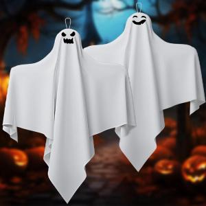 image31 Inch Halloween Hanging Ghosts Decoration Outdoor Indoor Cute Flying White Ghost Decor for Home Halloween Party Porch Yard Garden Spooky Stuff Props 4 PCS Ghost2 Ghost