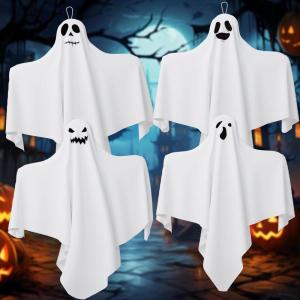 image31 Inch Halloween Hanging Ghosts Decoration Outdoor Indoor Cute Flying White Ghost Decor for Home Halloween Party Porch Yard Garden Spooky Stuff Props 4 PCS Ghost4 Ghost