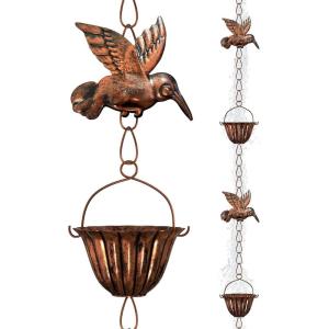 image88ft Rain Chains for Gutters Outside Rain Catcher Chain with 6 Metal Cups ampamp Hummingbird Decor Adjustable Hanging Rain Hutter Chain Downspout Substitute for Garden Drainage ampamp Eaves