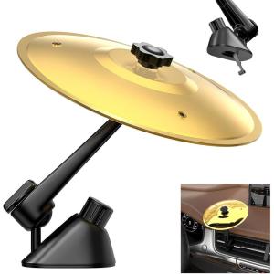 imageCar Cymbal Drum Air Vent Mini Metal Drum Crash Cymbal for Car Dashboard Funny Musical Instruments Gadget for Drummer Music Lovers Gift Sliver1 PC Golden